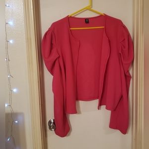 Plus Gigot Sleeve Open Front Jacket